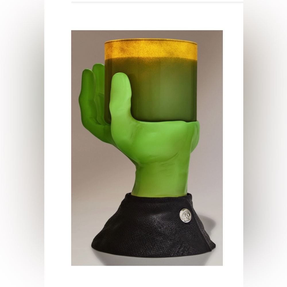 New Bath & Body Works Halloween Frankenstein Hand 3- Wick Candle Holder Glow